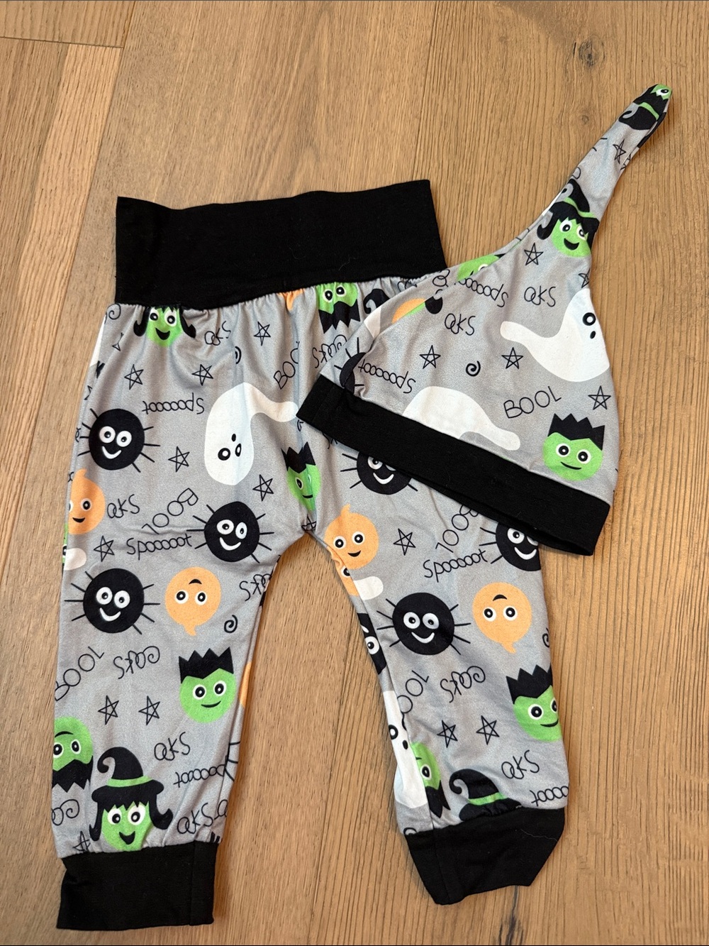 Halloween Baby Pants with Hat Pumpkins Spiders Frankenstein